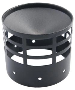 TERMINALE SCARICO A PARETE IN ACCIAIO INOX VERNICIATO NERO, 80 MM
